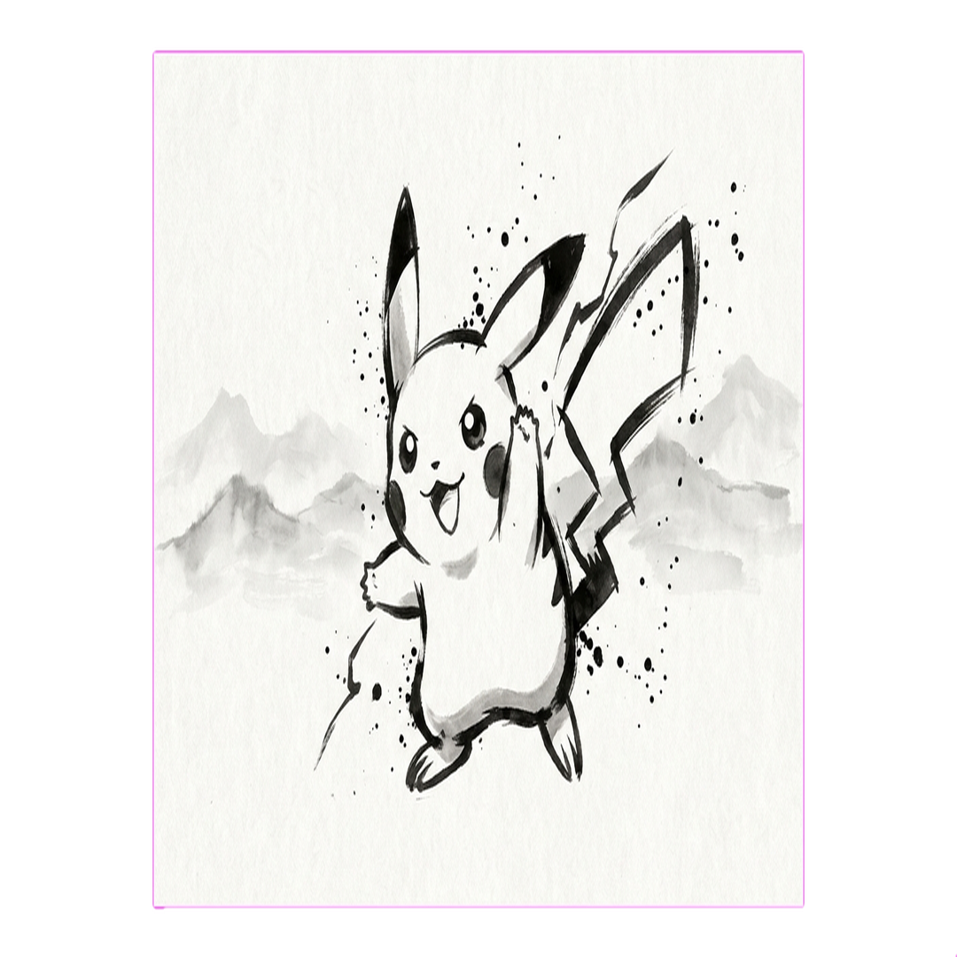 Sumi-e Playful Pikachu